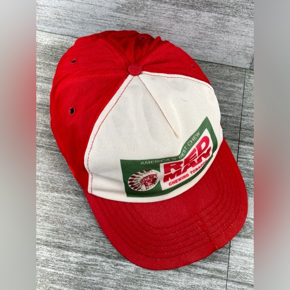 VTG Red Man Chewing Tobacco Adjustable Snapback Trucker Hat Semco USA MADE READ - Picture 11 of 16